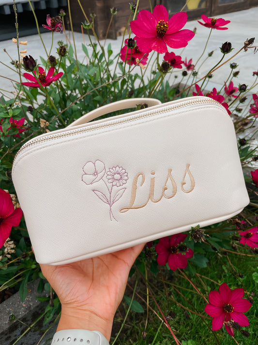 Beauty Case met ritssluiting met naam/tekst - geborduurd