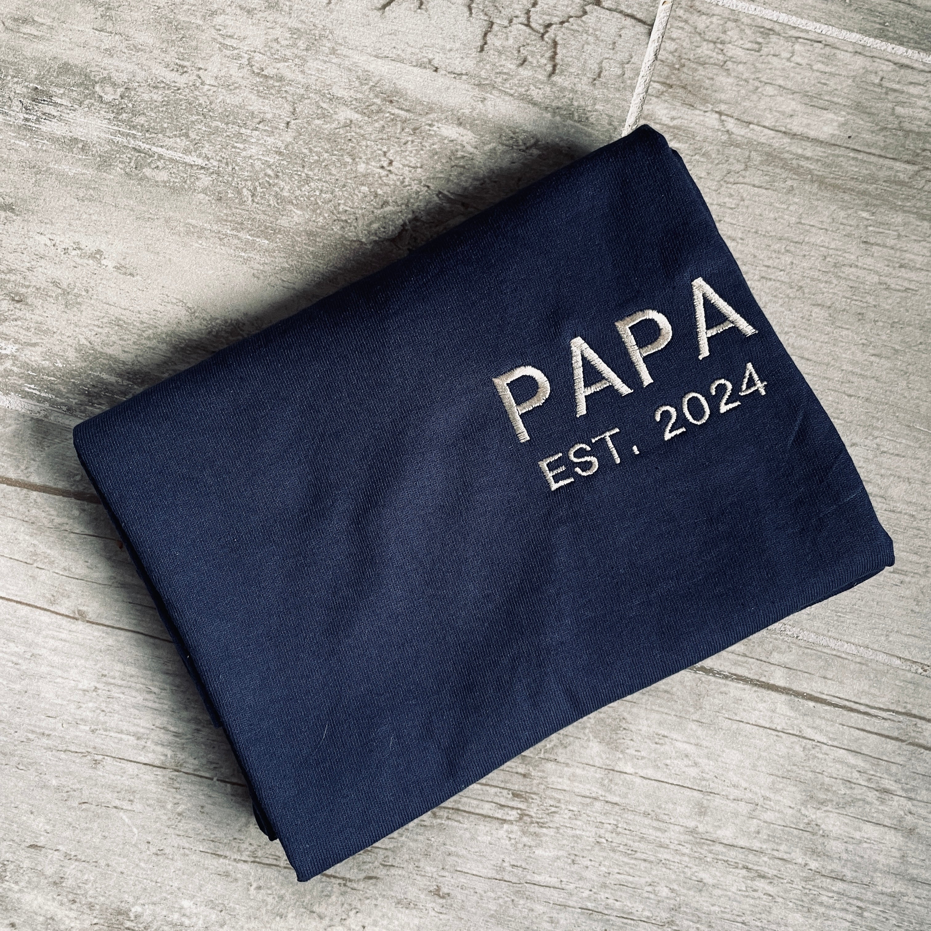 'PAPA' T-shirt met geboortedatum geborduurd