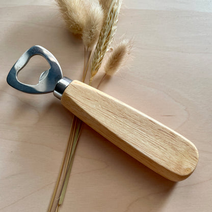 Flesopener met tekst gegraveerd - Hout