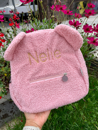 Teddy rugzak met oortjes – met naam geborduurd