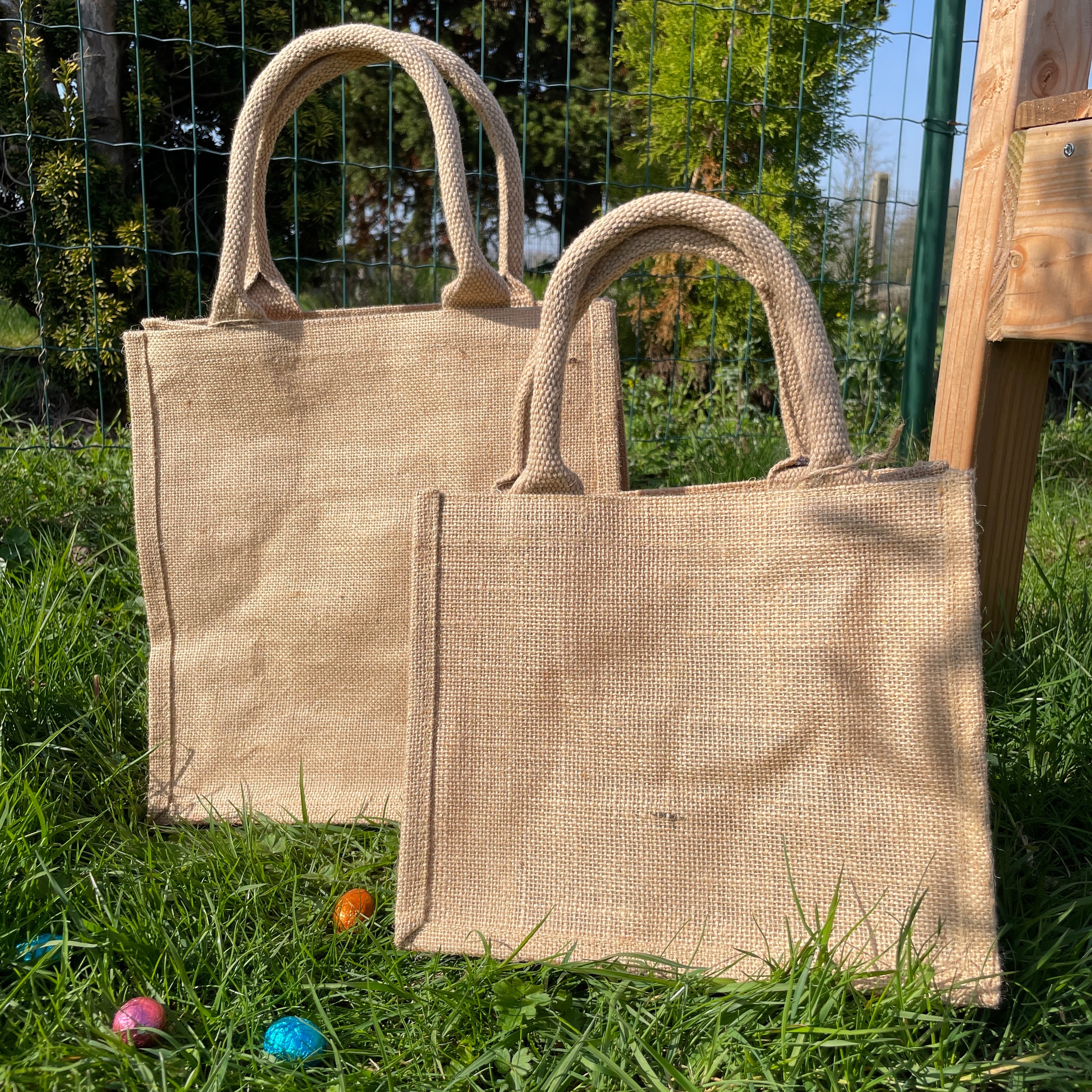 Paasmandje Jute met naam - Klein
