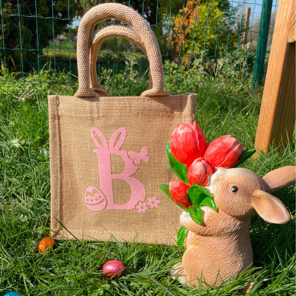Paasmandje Jute met naam - Klein