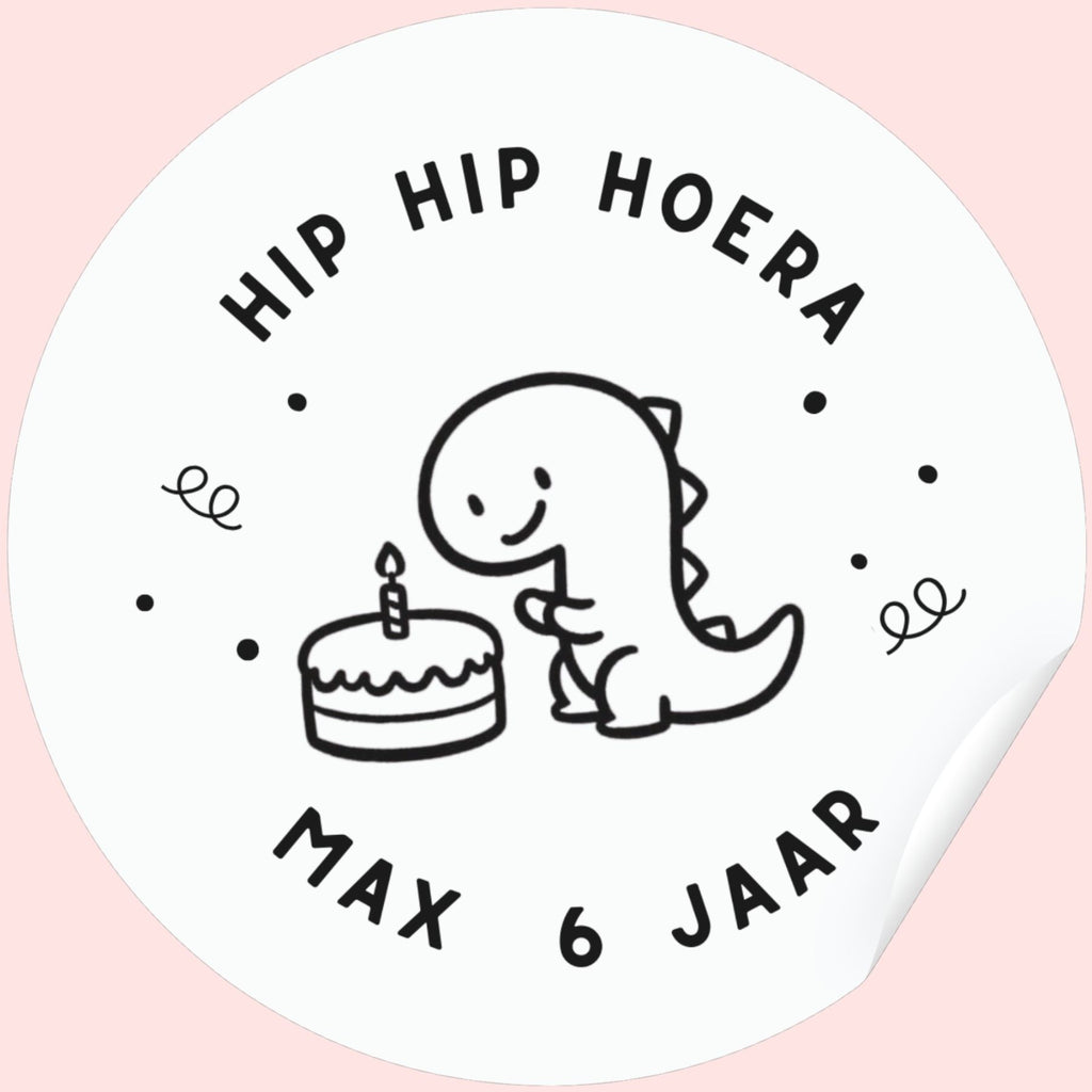 Traktatie sticker Dino | met naam | 10 stuks