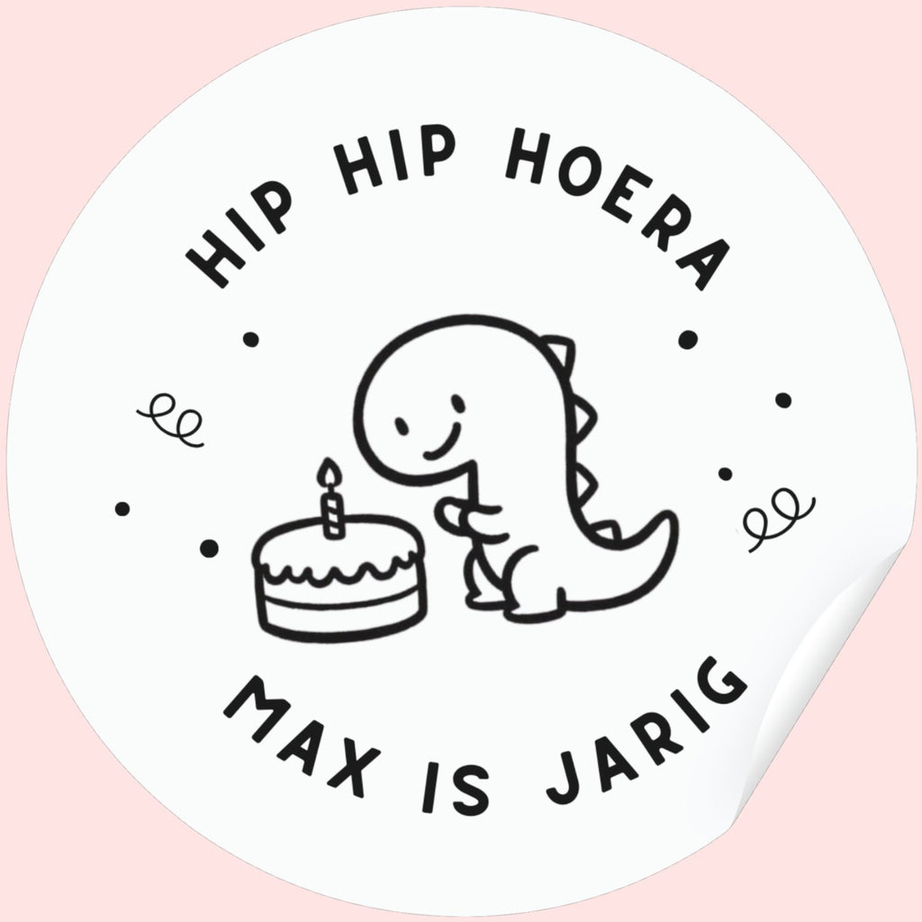 Traktatie sticker Dino | met naam | 10 stuks