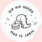 Traktatie sticker Dino | met naam | 10 stuks