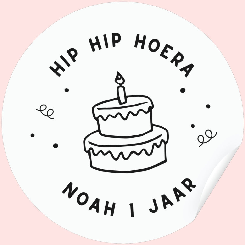 Traktatie sticker Taart | met naam | 10 stuks