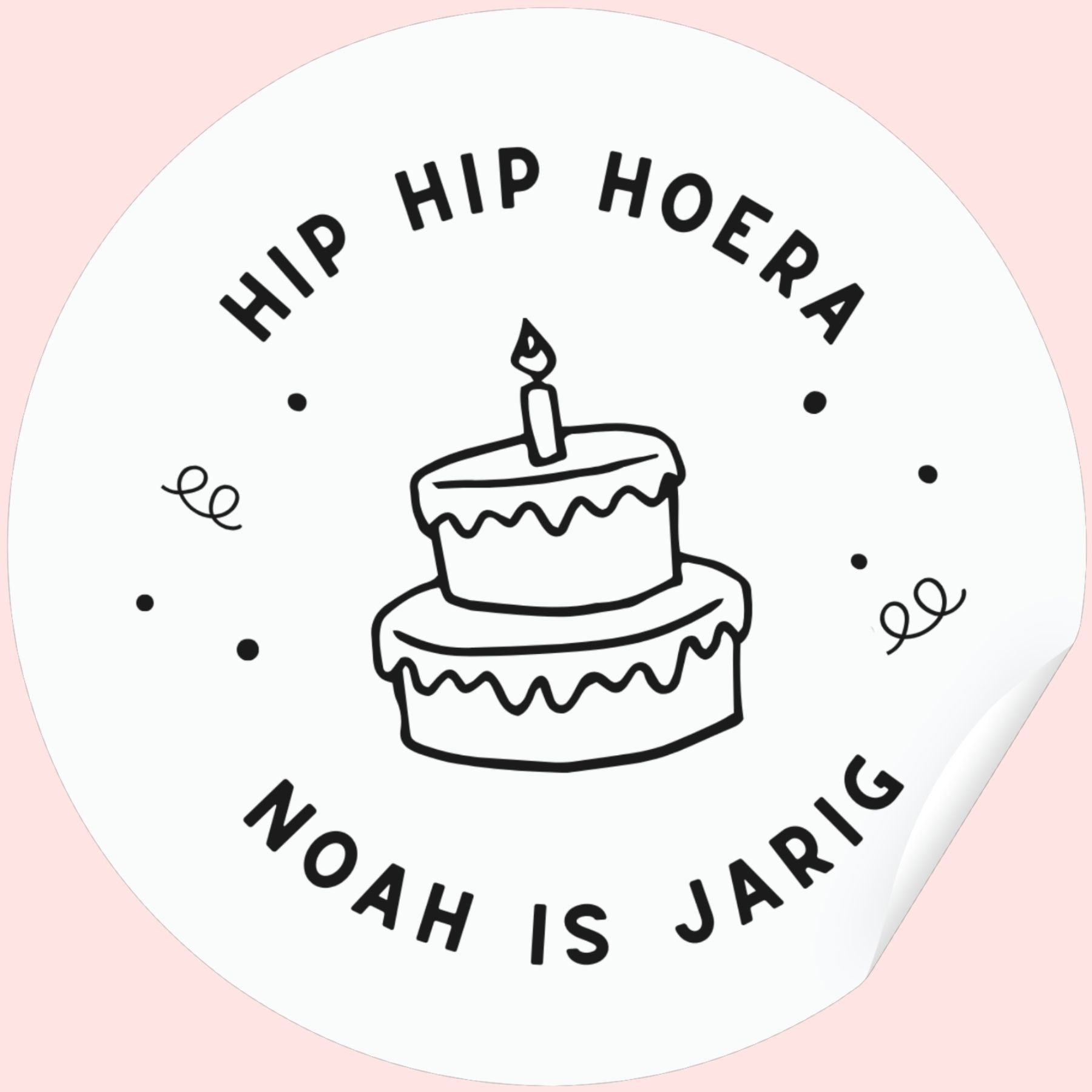 Traktatie sticker Taart | met naam | 10 stuks